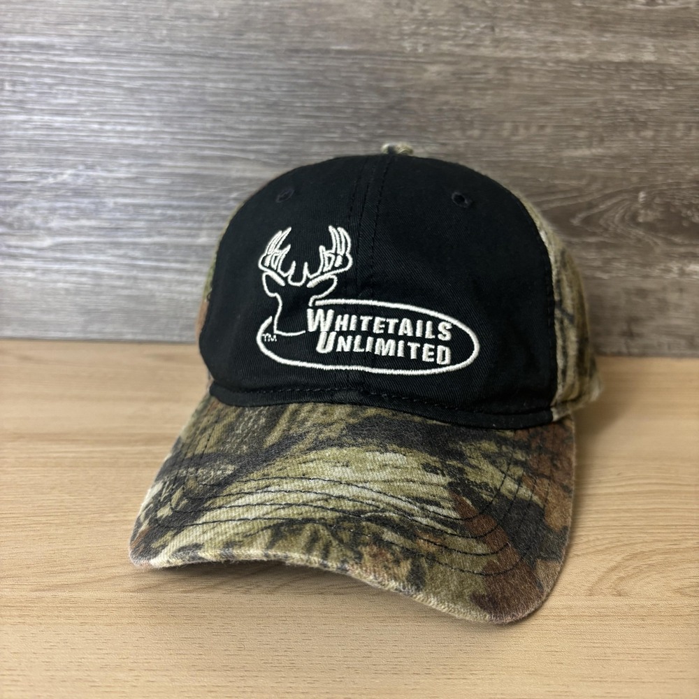 Whitetails Unlimited Hat Cap Strap Back Camouflage Embroidered Hunting Mens